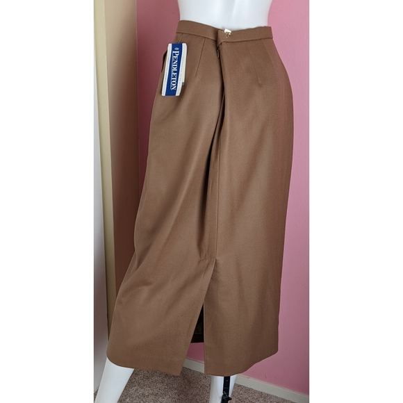Pendleton | Tan Skirt 100% Virgin Wool Zip Back 2 Front Pockets Full Lining 12 - Picture 3 of 15